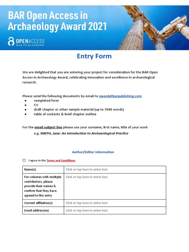 Award Entry Form 04july2021 | PDF | Archaeology