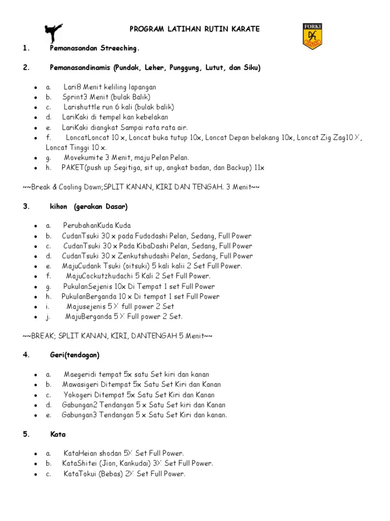 Rencana Latihan Rutin Karate Pemula | PDF | Kesehatan Holistik
