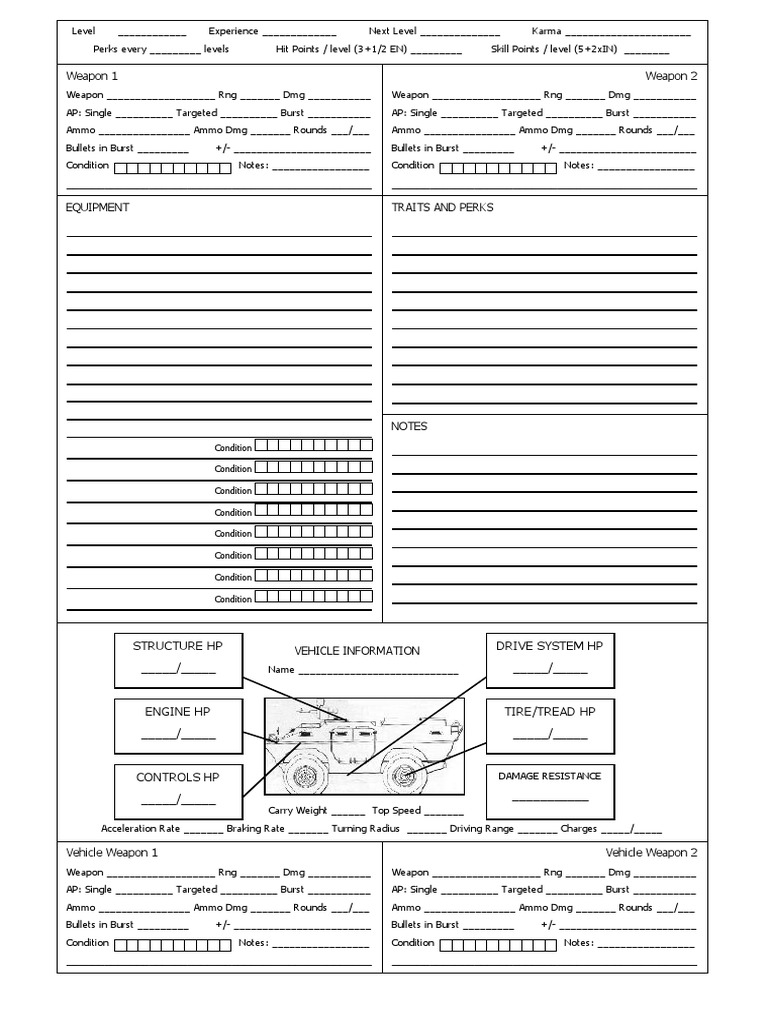 Vehicle and Weapon Stats Sheet | PDF | Ammunition | Motor Vehicle