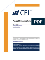 Precedent M&A Transactions Transaction Template