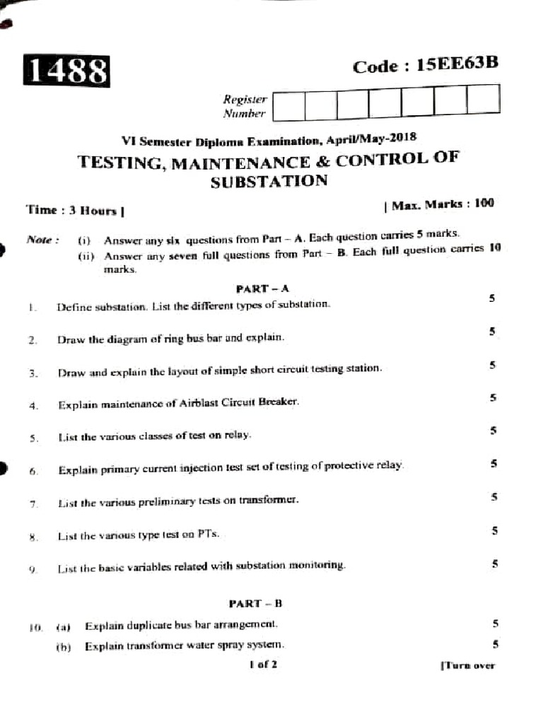 Substation Testing & Maintenance Exam Guide | PDF | Electrical ...