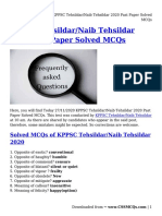 KPPSC Tehsildar - Naib Tehsildar 2020 Past Paper Solved MCQs