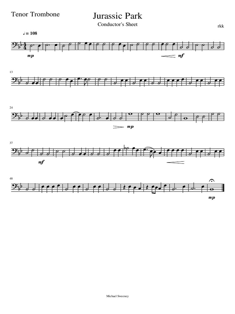 Jurassic ParkTenor Trombone PDF