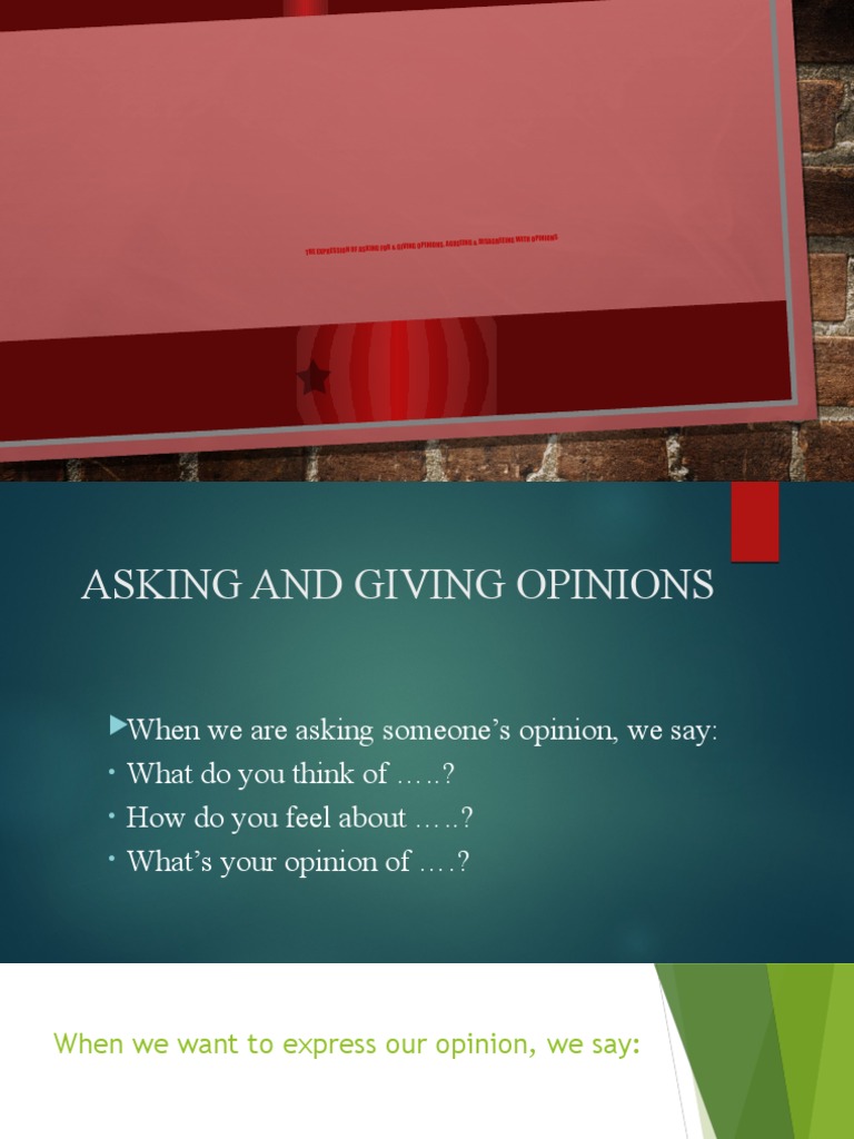 Asking and Giving Opinions Guide | PDF