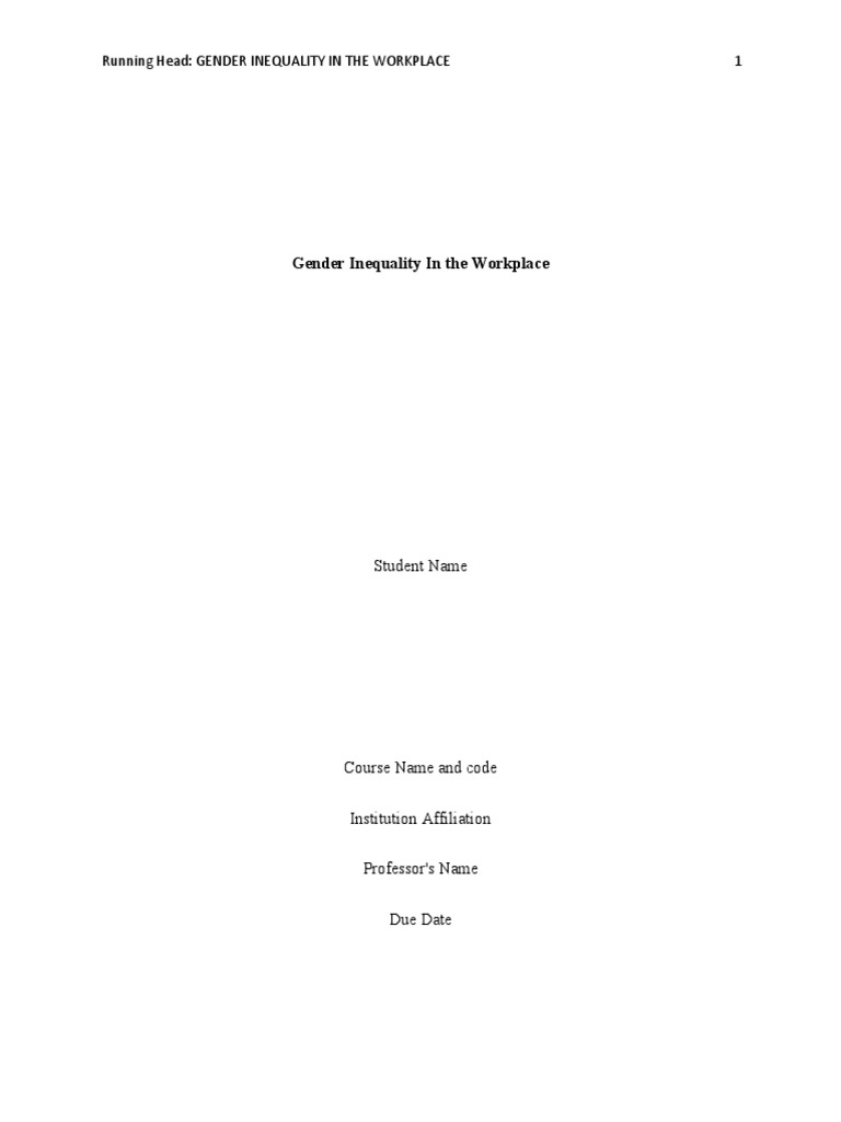 Gender Inequality in The Workplace | PDF | Gender Inequality | Gender ...