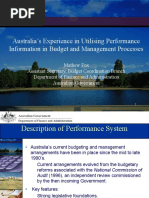 Australia's Experience in Utilising Performance Information in Budget and Management Processes