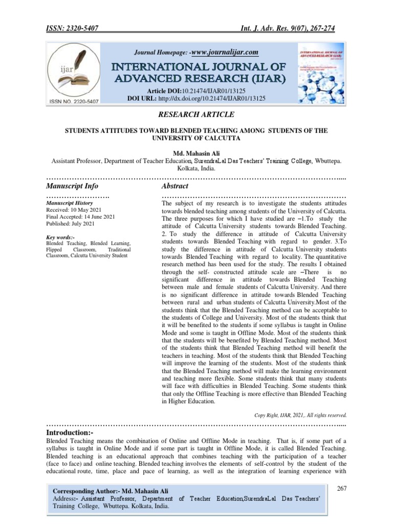 Students Attitudes Toward Blended Teaching Among Students of The ...