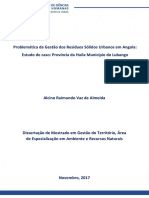 Tema - Problematica Dos Rsu em Angola. Caso de Estudo Província Da Huíla Municipio Do Lubango - Alcino