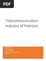 Telecommunication Industry of Pakistan: Hafsah Javed Maryam Abrar Taha Shahid Butt Analysis of Pakistan Industries Bba 7E