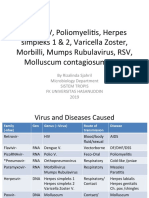 DHF, HIV, Poliomyeli/s, Herpes Simpleks 1 & 2, Varicella Zoster, Morbilli, Mumps Rubulavirus, RSV, Molluscum Contagiosum, HPV