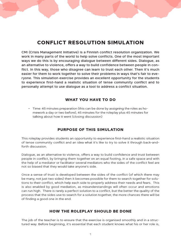 Student Conflict Resolution Simulation | PDF | Mediation
