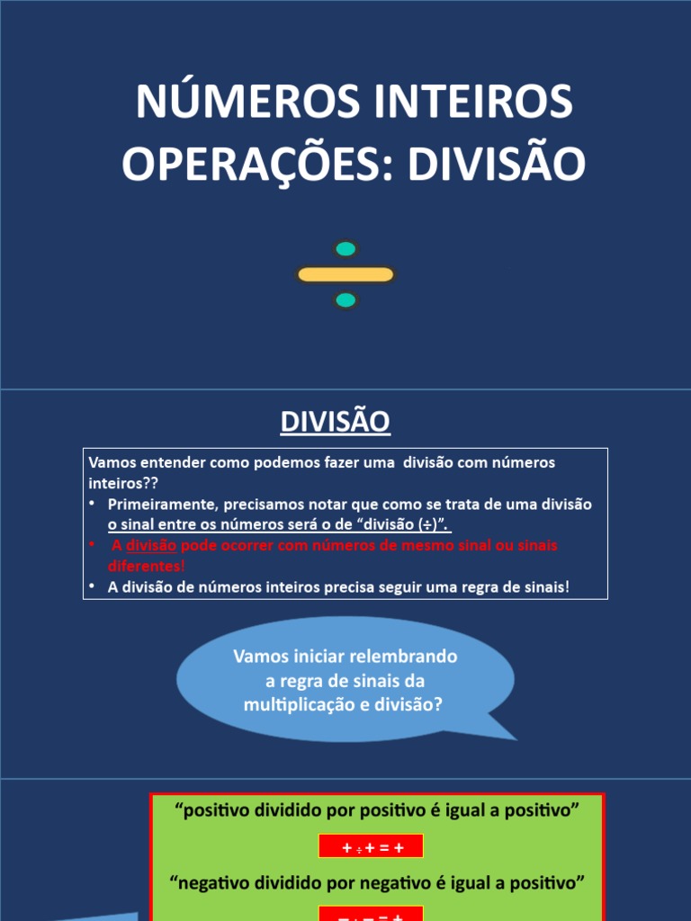 Divisão de Números Inteiros: Regras e Exemplos | PDF | Divisão ...