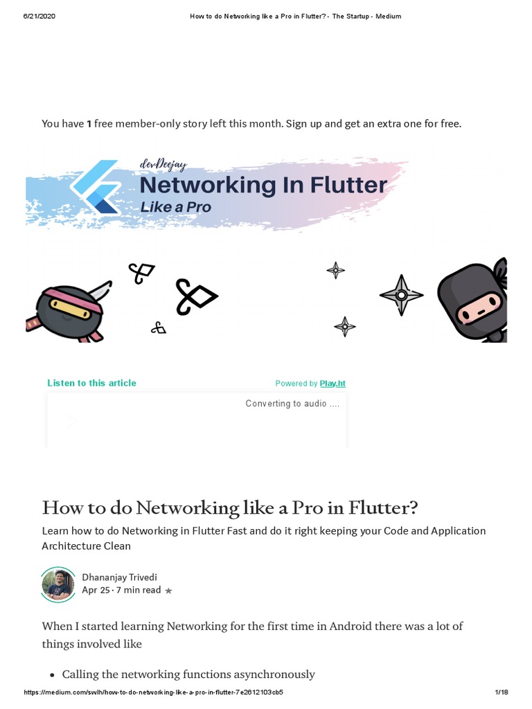 How To Do Networking Like A Pro in Flutter - The Startup - Medium | PDF ...