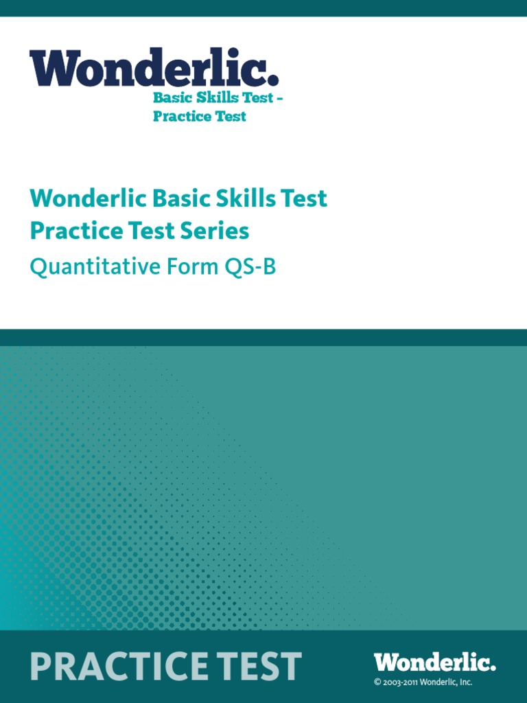 Wonderlic Basic Skills Test Practice Test Series PDF Mathematics