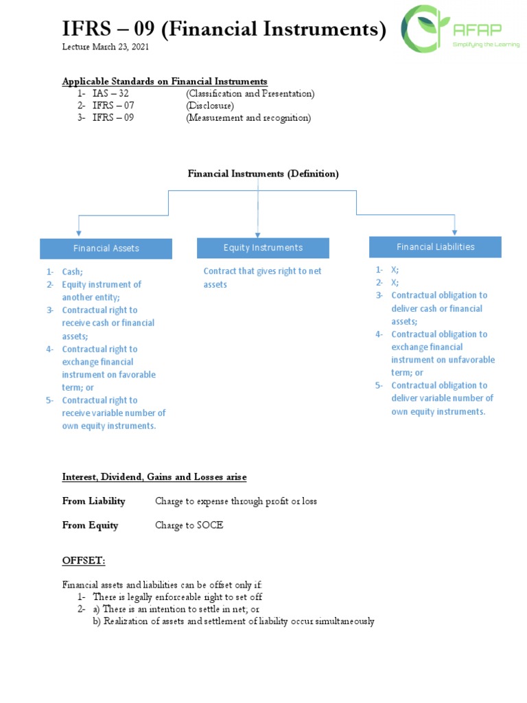 IFRS 09: Financial Instruments Overview | PDF | Historical Cost ...