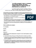 2021 03 20 Attestation de Deplacement Vers La France Metropolitaine