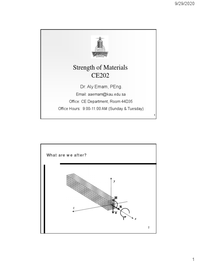 Strength of Materials CE202 | PDF | Stress (Mechanics) | Mechanics
