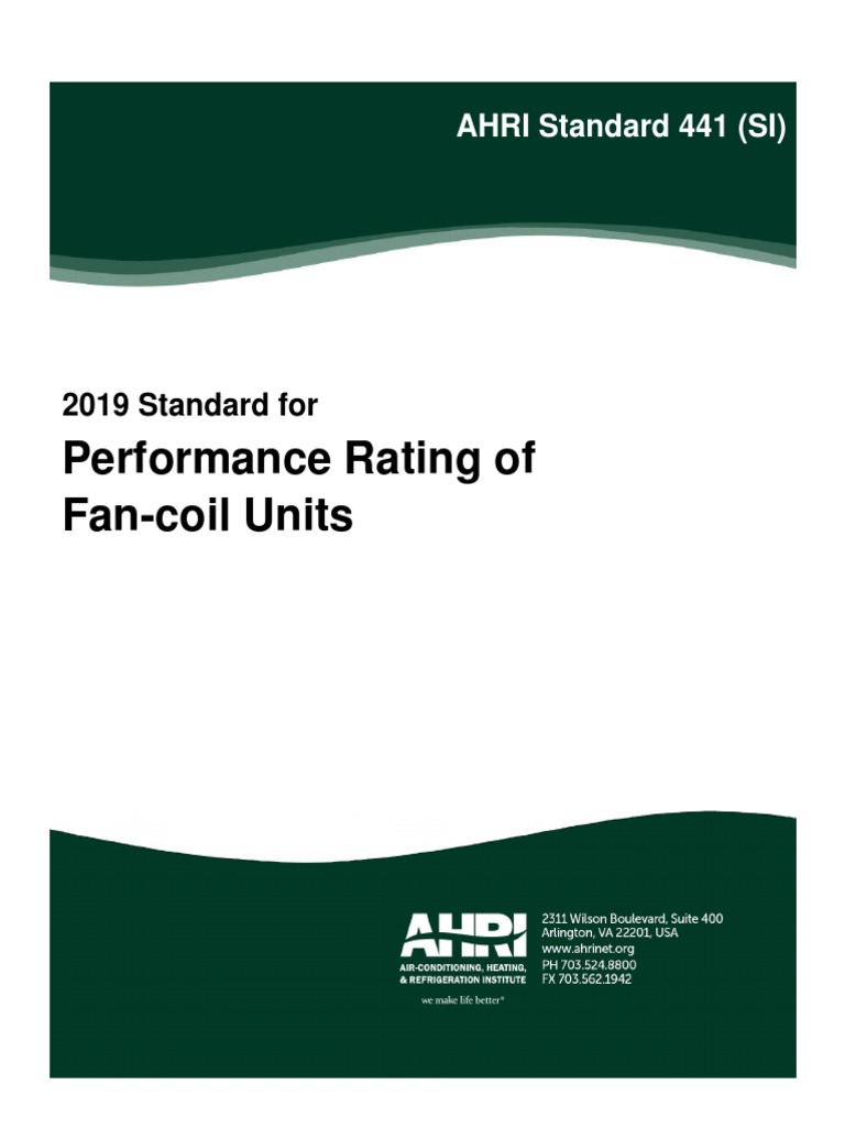 AHRI Standard 441 SI 2019 | PDF | Electric Motor | Water