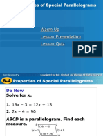 Special Parallelograms Properties