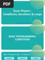 Basic Phyton: Conditions, Iterations & Loops: Arif - Boma - Bhayu - Jessy