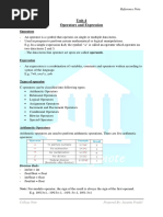Unit-4 Operators and Expression