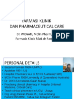 Farmasi Klinik Dan Pharmaceutical Care: Dr. Widyati, Mclin Pharm, Apt Farmasis Klinik Rsal DR Ramelan