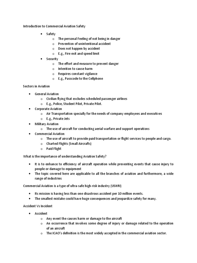 Introduction To Commercial Aviation Safety | PDF | Aviation | Aviation ...