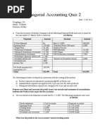 Managerial Accounting Quiz 2