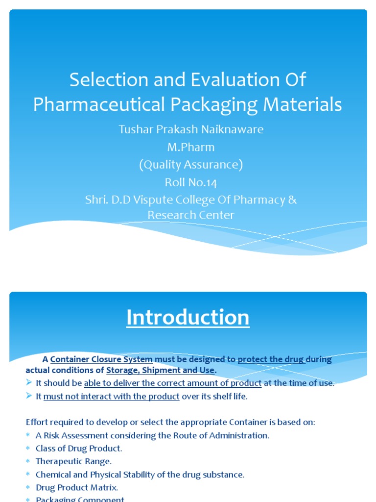 Pharmaceutical Packaging Material Selection | PDF | Pharmaceutical ...