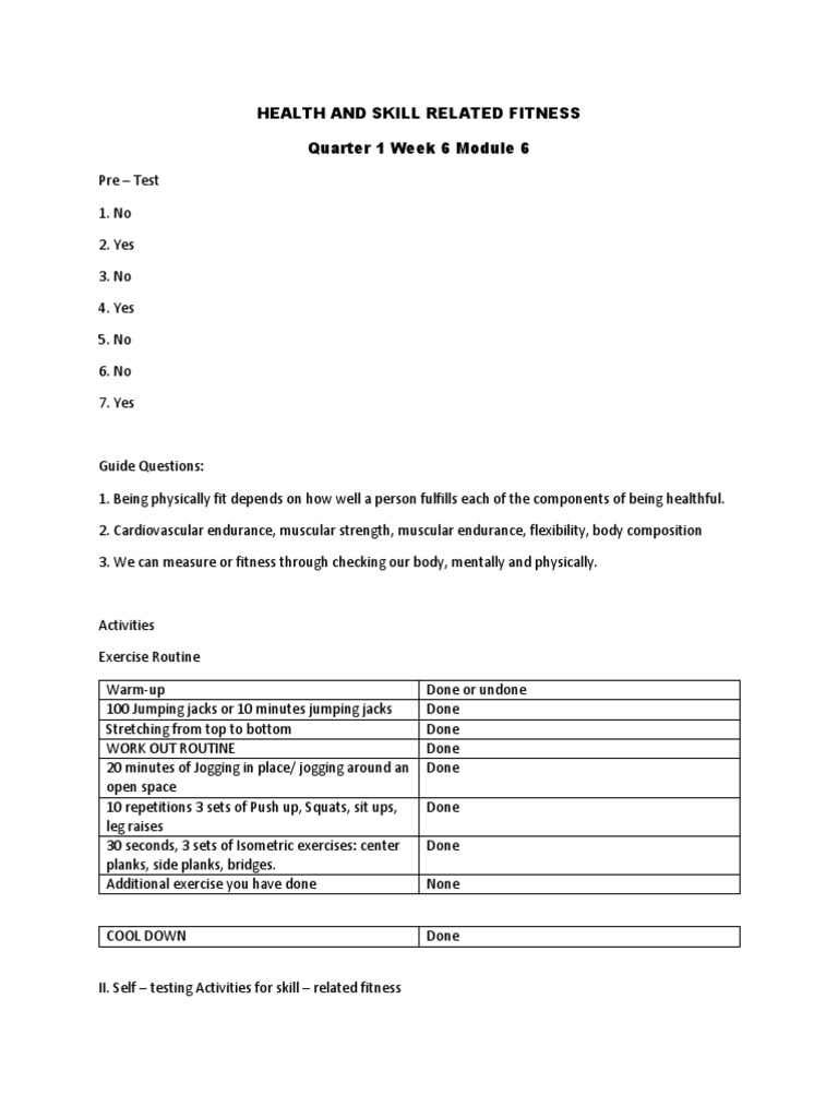 Fitness Assessment and Reflection | PDF | Physical Fitness | Hobbies