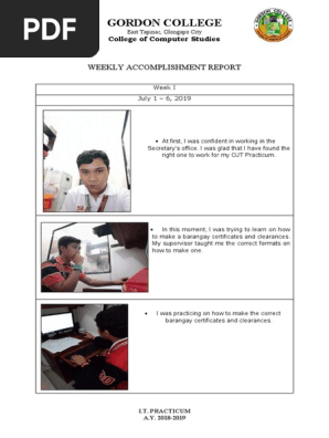 Weekly Accomplishment Report Ojt