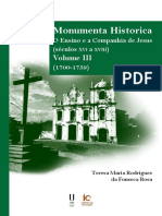 Monumenta Historica. O Ensino e a Companhia de Jesus Volume III (1700-1759)