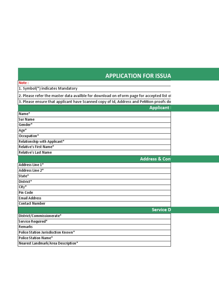 Police Certificate Issuance Application | PDF