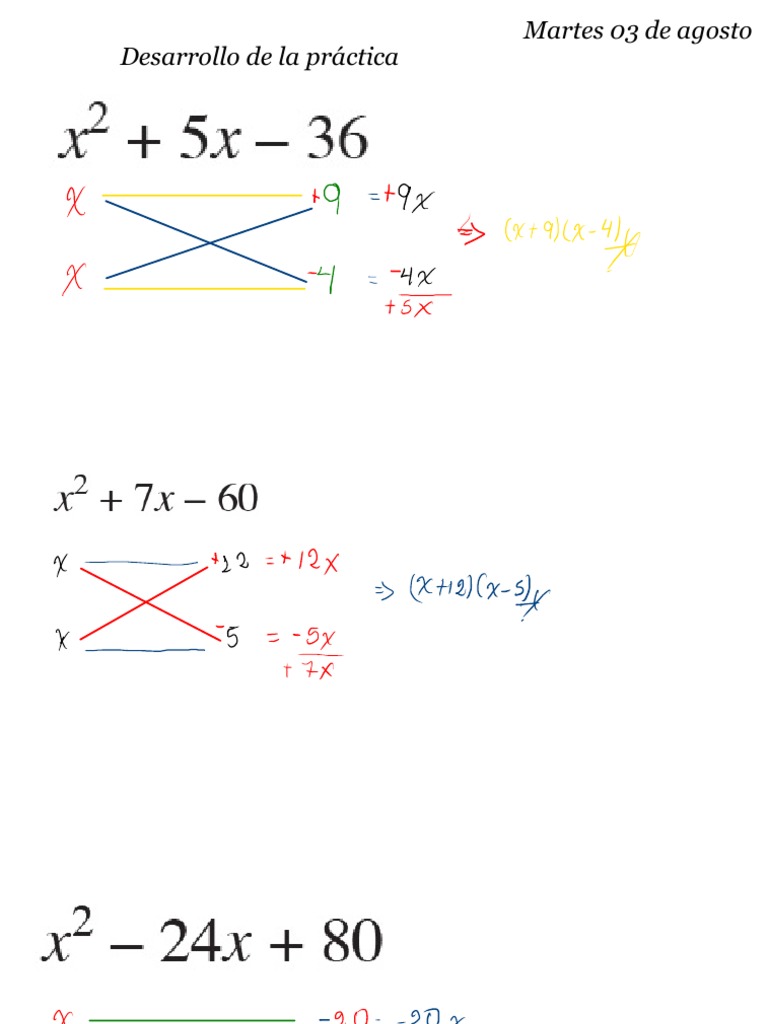 Ejercicios de Método de Aspa Simple | PDF