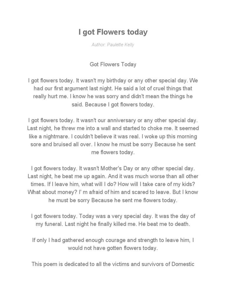 I Got Flowers Today Author Paulette Kelly PDF