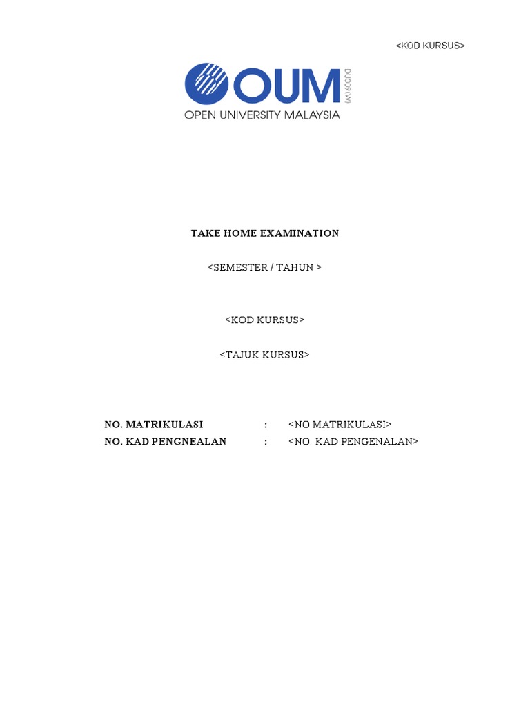 OUM Assignment Template Guidelines | PDF