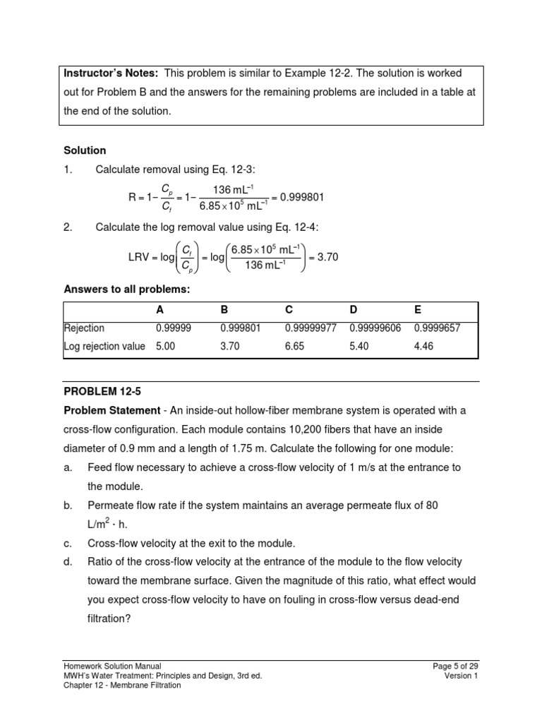 Instructor's Notes: This Problem Is Similar To Example 12-2. The ...