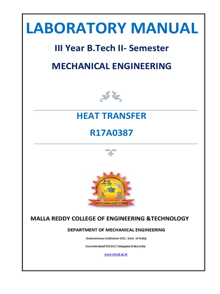 Heat Transfer Laboratory Manual | PDF | Heat Transfer | Heat