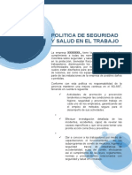 Politica de Seguridad y Salud en El Trabajo