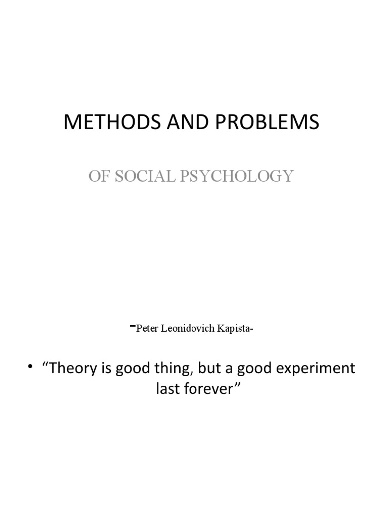 Methods and Problems | PDF | Experiment | Social Psychology