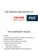 THE ESSENCE AND NATURE OF Values