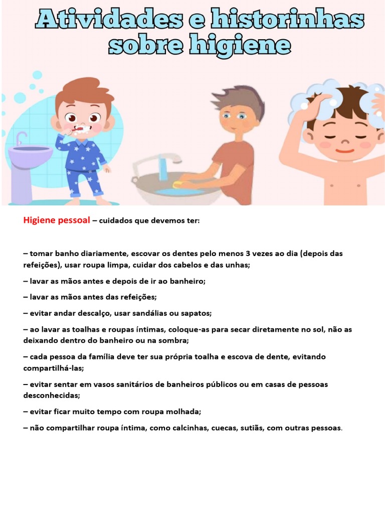 Atividades e Historinhas Sobre Higiene | PDF