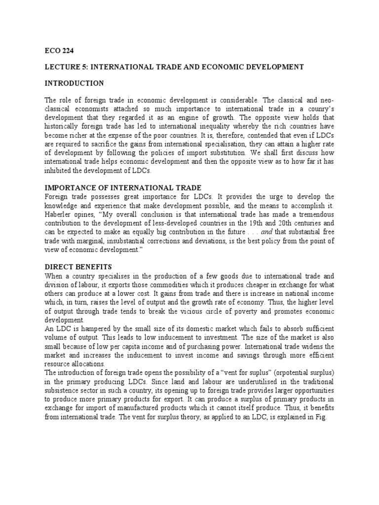 Development Economics 1 | PDF | Economic Growth | Trade