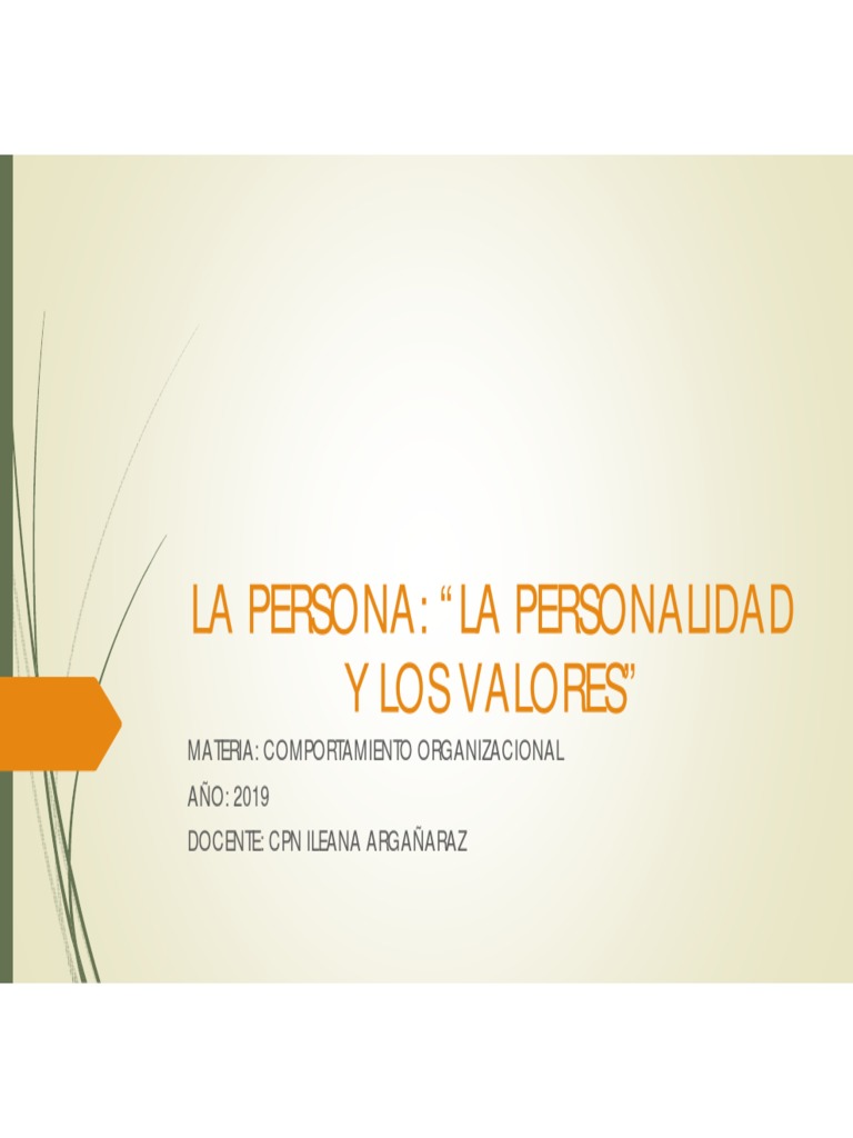 Clase Tema La Persona La Personalidad y Los Valores | PDF ...