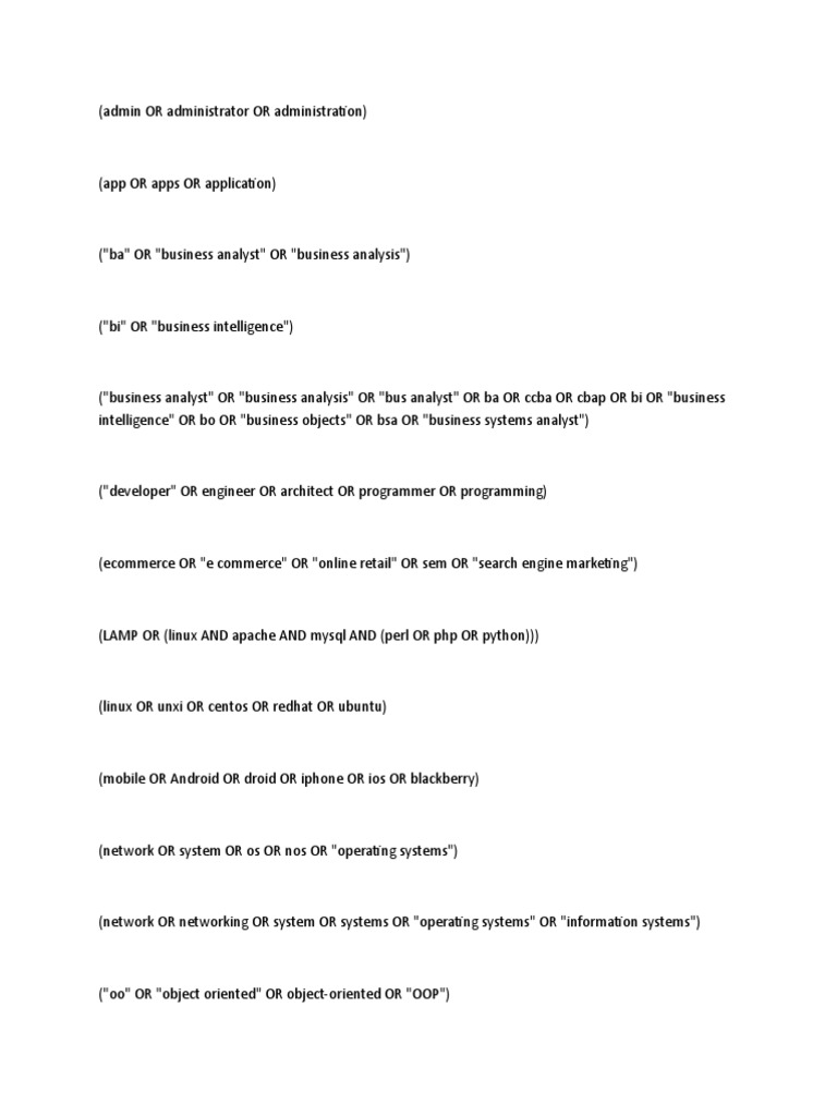 Us It Boolean Strings Pdf Red Hat My Sql