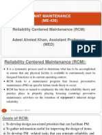 Plant Maintenance (ME-426) : Reliability Centered Maintenance (RCM) Adeel Ahmed Khan, Assistant Professor (MED)