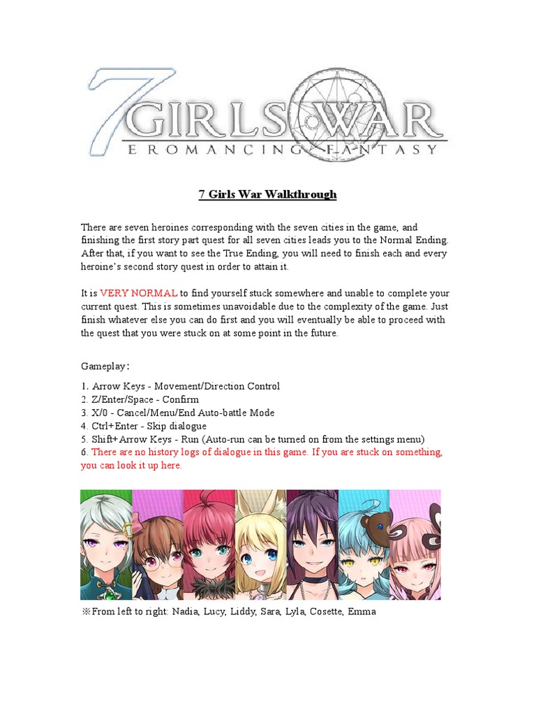 7 Girls War Walkthrough | PDF