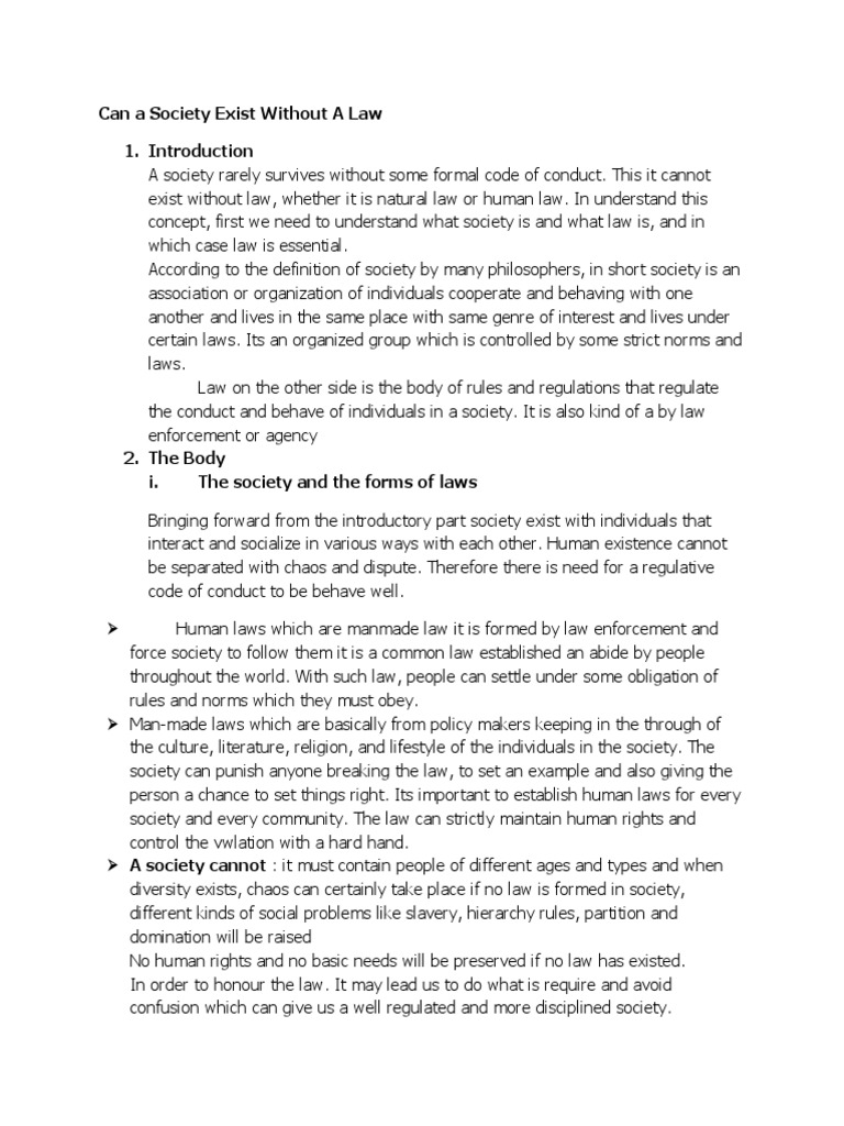 Can A Society Exist Without A Law | PDF | Society | Natural Law