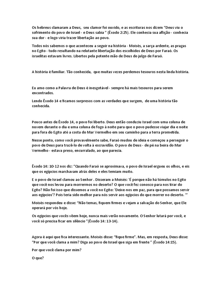 Porque Clamas A Mim | PDF | Livro do Êxodo | Moisés