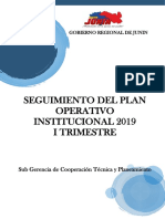 Seguimiento Del Plan Operativo Institucional 2019 I Trimestre